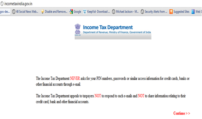 Income Tax Department Alert